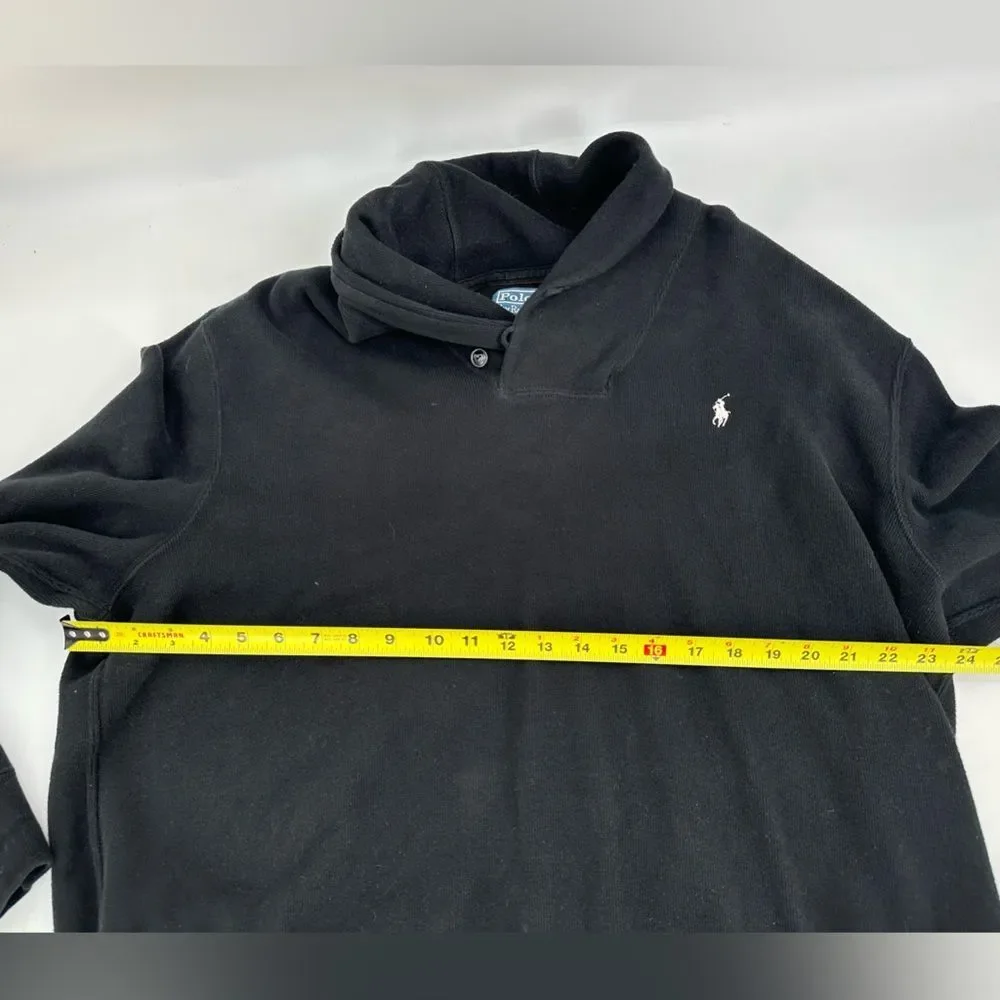 Polo Ralph Lauren Mens XXL Black Pull Over 1/4 Button Cowl Neck Sweater Pullover